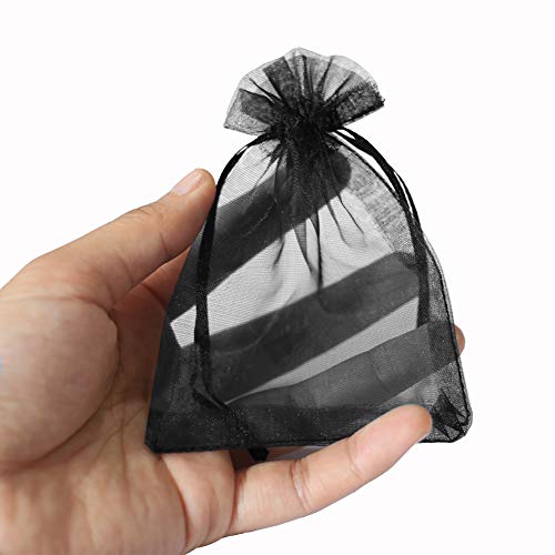 100 stuks Organza Tassen voor bruiloft geschenktassen zwart 9 x 12 cm 3