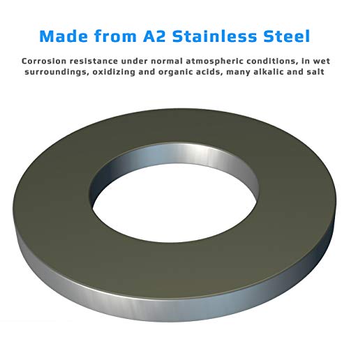 M12 Platte Cent Wasmachine Roestvrij staal A2 (verpakking van 5) Platte brede ronde metalen roestvrijstalen ringen voor schroeven - Certified Standart ISO 7089 DIN 125 M12 (13mm x 24mm) 4