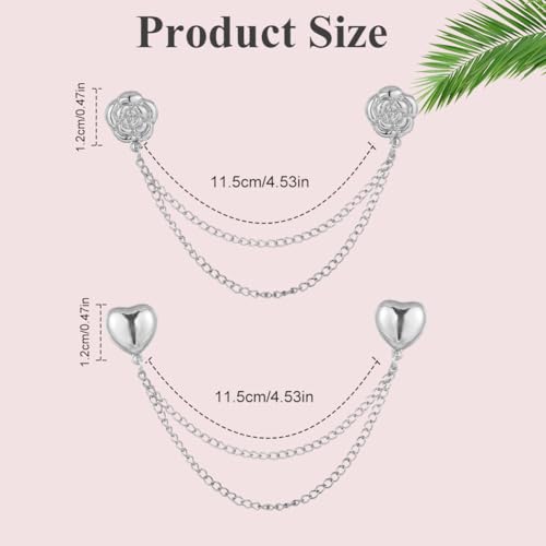 Brooch Neckline Krimpen 4 Piece Light Silver Pink Heart Cardigan Clips Multifunctionele Sjaal Clip voor Sleeves Pants Benen Vesten 5
