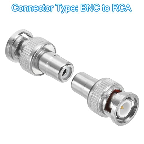 BNC aan RCA Adapter, Set van 10 BNC Male RF Coaxiale koppelingsadapters voor CCTV beveiligingscamera LED Strip, Zilver 4