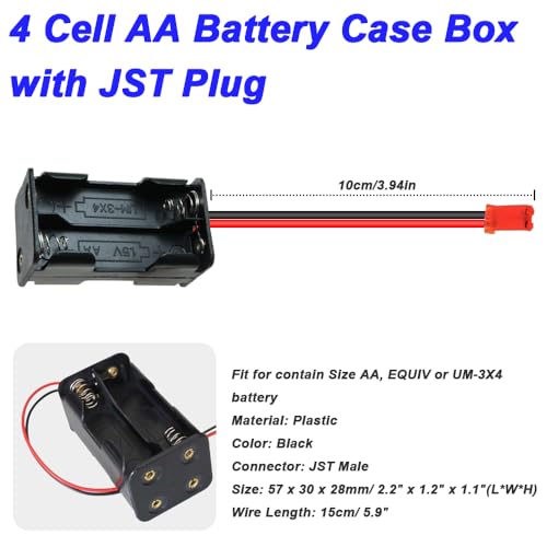Batterijontvanger met aan/uit schakelaar en opslagbox voor 4 AA batterijen met JST-plug voor RC Car, Truck en vliegtuig (10 Pack) 3