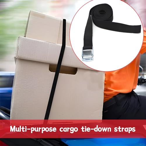 Verpakking van 4 spanriemen, 2 m, breedte 20 mm, spanriemen, ratelriemen, verstelbare bevestigingsriemen met klemsluiting voor fietsen, motorfietsen, bagage, transport, vrachtwagen, bagage, camping 5
