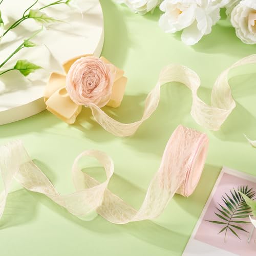 10 meter polyester plooi linten 25 mm crêpe rand linten bisque rimpel linten chiffon linten verpletterde linten plooi golven linten voor doe-het-zelf cadeau verpakt wieden decor