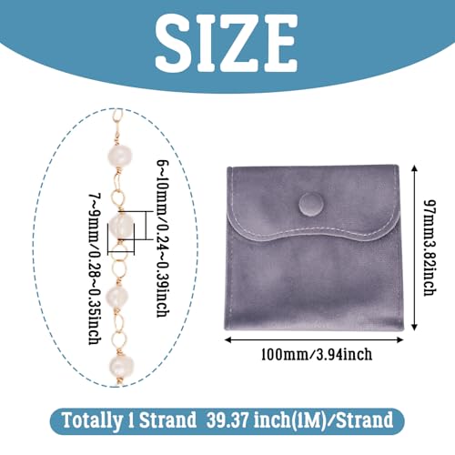 3.28 Foot Originele 18K Gold Plated Parel kralen ketting Natural Zoetwater Parel Gebraden ketting met pouch voor mannen Vrouwen sieraden Craft ketting armband DIY Accessoire 5