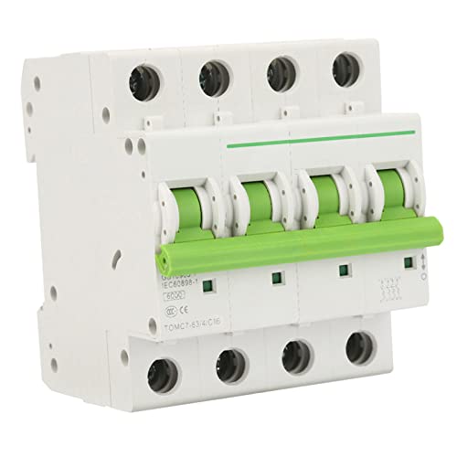 AC 380V/415V Miniature Circuit Breaker 6A/10A/16A/20A/25A 4P Overloadbescherming Luchtschakelaar voor Home Lighting Distribution Lines Solar PV System (16A) 5