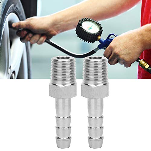 Barb Joint, 2PCS 1/4in Roestvrij stalen Barb Joint Quick Coupling Connector Pijp passen BSPT Man Thread, Quick Connect On Threaded Tube Fittings (BSPT1/4-8mm) 5