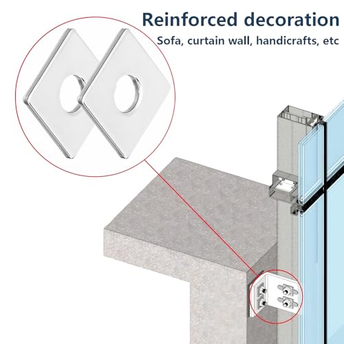 Verpakking van 20 vierkante ringen, M5 roestvrijstalen ringen, vierkante ringen, M5 x 12 x 1 mm, voor bevestiging 5
