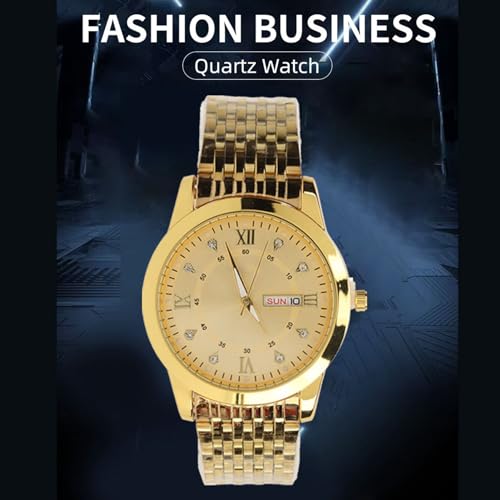 Mannen horloge high-end Vrije tijd horloge duurzame Quartz horloge elegante lichtgevende horloge geschikt voor heren werk, zakelijke slijtage (Goud) 4