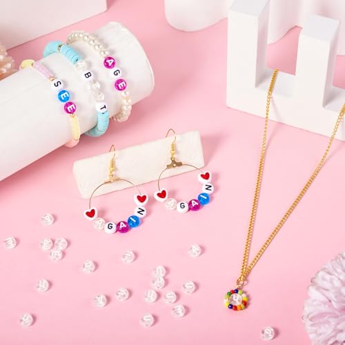 100 st. Clear Clinker Brieven A-E-I-O-U Acryl Letter Spacer Kralen 7mm Flat Ronde Transparante Alfabet Kralen Bulk voor Ambachten Levering DIY armband sieraden maken