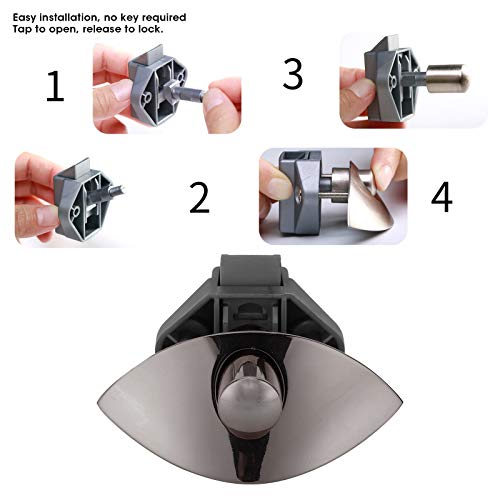 Ladeknop slot Keyless kabinet deur duw slot zinklegering Pushknop Latch voor Marine boot RV 12-25mm houten kast deur (Donker grijs) 3