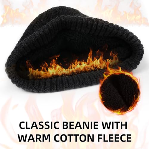 Thermische gebreide wintermuts voor mannen en vrouwen, Classic Stretch Gebreide schedelmuts met warme voering, winddicht koud weer Unisex Hoed 5