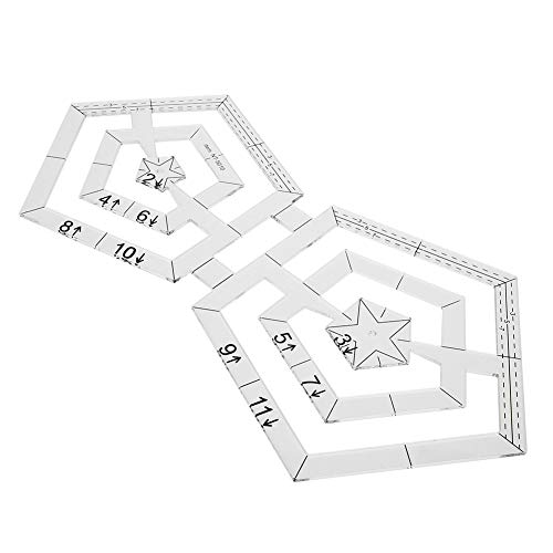 Dubbele Pentagon Quiltregels, Transparante Acryl Quilt Templates DIY Patchwork naaigereedschap 3
