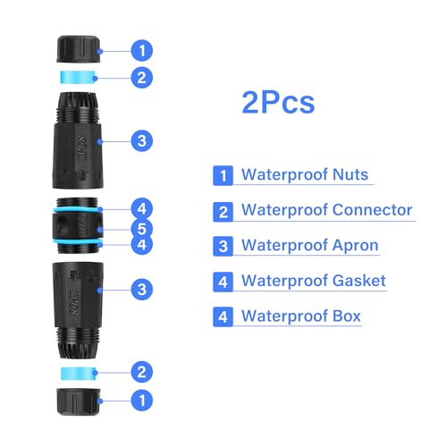 RJ45 Connector, waterdicht, 2 Pack 10GB, afgeschermd zuiver koper RJ45 Bus naar bus IP68 Waterdichte ethernet Outdoor LAN Kabelplug (Blauw) 5