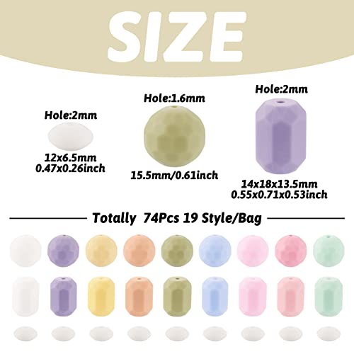 74 st. Abacus & Columbus Siliconen kralen Facet Ronde Rubber kralen 19 Styles Verschillende Siliconen Spacer Kralen Focal Kralen voor DIY armband sieraden Makin 4