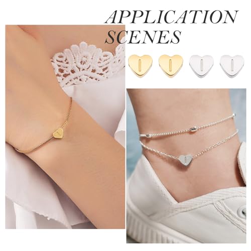 4st Stainless Steel Alphabet Kralen Klinker Initial Letter I Losse kralen Pony Heart Craft Kralen voor vriendschap armband ketting oorbellen sieraden maken 4