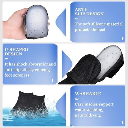 Hoogteverbetering Insole Sokken - 2,5 cm hijkussentjes voor mannen en vrouwen, antislip SEBS halve kussentjes, Bionic verdikte sokovertrekken, zwart, nylon katoen 4