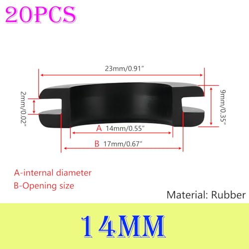 Verpakking van 20 Rubber Kabel Grommet, Gat Diameter 14 mm, Installatie Diameter 17 mm, Kabel Grommet Gemaakt van Rubber Draad, Eyelet, Rubber Caps voor Kabels