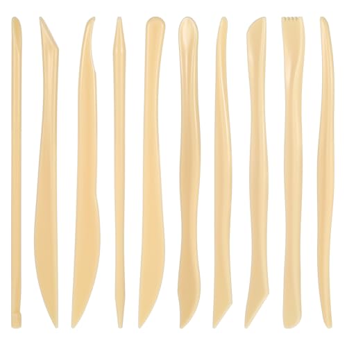 10Stuks Dubbelzijdige klei beeldhouwgereedschappen, Plastic Polymer klei Modelleergereedschap Keramische Pottery Carving Tools voor het snijden Embossing Smoothing Shaping Vormen