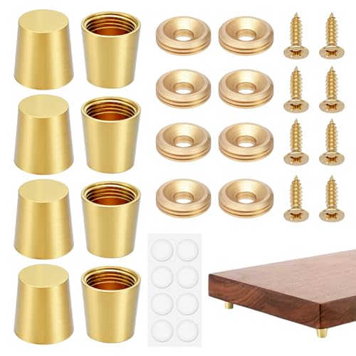 8 sets messing snijplank poten, 15 mm snijplank voeten met antislip gliders, mini kast poten, geschikt voor tafel en bank meubels