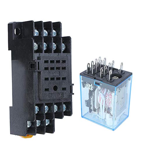 14Pin MY4NJ Relay, Coil Current Relay, Four Normally Open/Close, for DIN Rail System (DC12V, 24V, AC110V, 220V)(DC12V)