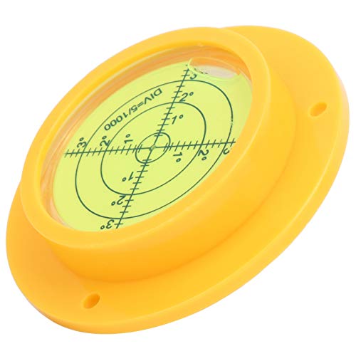 Ronde Inclinometers, 90x17mm Ronde Circular Fluorescent Yellow Spirit Level Circular Bubble Surface met bevestigingsgaten voor draaitafel voor Tripod Andere Wandelen en Camping Supplies