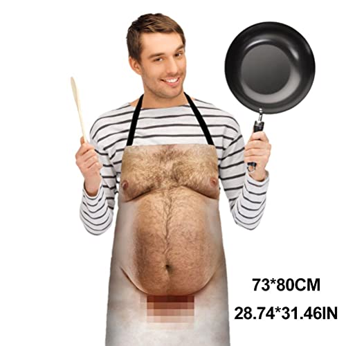 Grappig koken apron mannen, schattig apron, grappige barbecue apron, keuken grill grappig afdrukken apron 3D buik koken apron creatieve apron voor grap