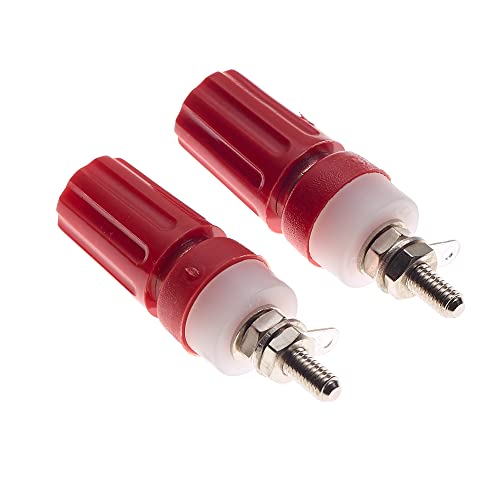 4mm Banana Plug - Pack of 2, Red 4mm Banana Plug met Binding Post, Panel Mount, Solder Label en Bare Wire Connection