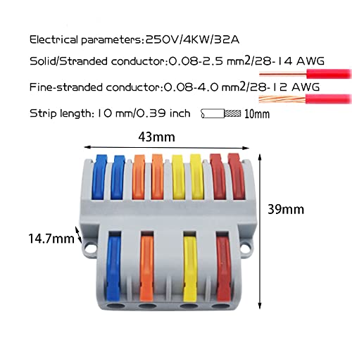 SPL-84 Connecting Terminals Compacte Plug Terminals instellen Quick Cable Connector met bevestigingsschroeven (8 stuks, 4-in-8 uit) 3
