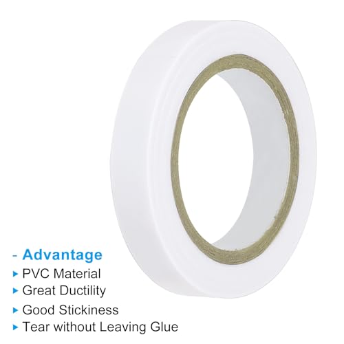 32,8ft Grip Finish Tape, 3 stuks PVC Racket Finish Tapes Racket Accessoires Sticky Seal voor Tennis Badminton, Wit 3