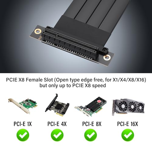 PCIe 3.0 X8 Extension Cable PCI-E 8X Man to Female Riser Cable 25CM (90 graden M/V) 4