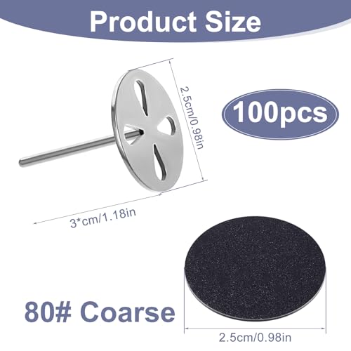 Sandpaper schijven met metalen nagel bit,25mm vervangbare Pedicure Sanding schijf Sandpaper Schijven bit voor dode huid Callus Verwijdering elektrische voet bestand gereedschap (#80grit) 3