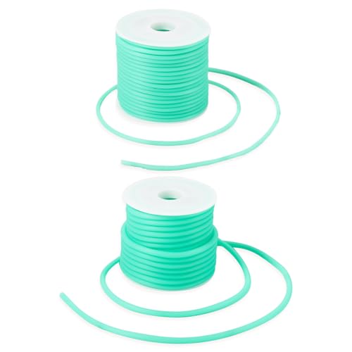 Holle pijp koord, 15 metres, 2 maten, synthetische rubber koord, tubulair touw, verpakt met plastic spool voor armbanden, sleutelhangers, ambachten, Medium Spring Green
