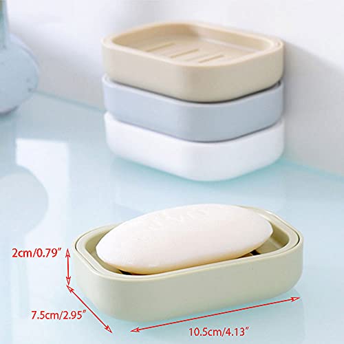 Zeepbakje, groen plastic Dubbele zeephouder doos met afvoer voor badkamer douche en zeep droog houden (Square)