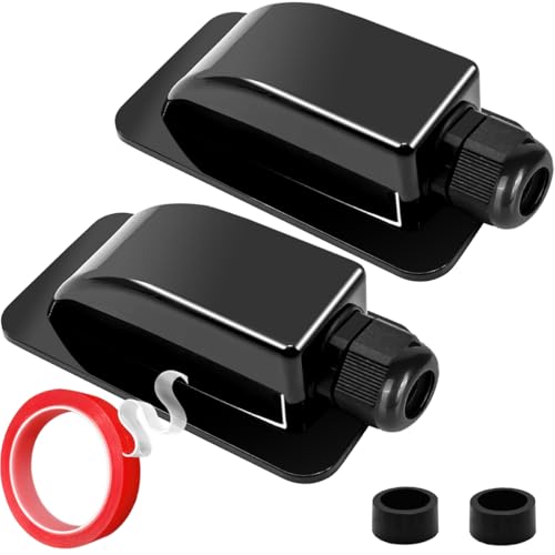Zonnekabel Gland Waterdichte behuizing Single Port Kabel Ingang Box ABS 3mm tot 12mm voor RV boten, 2PCS Solar Panel Bedrading Montage Brackets, IP68 zwart