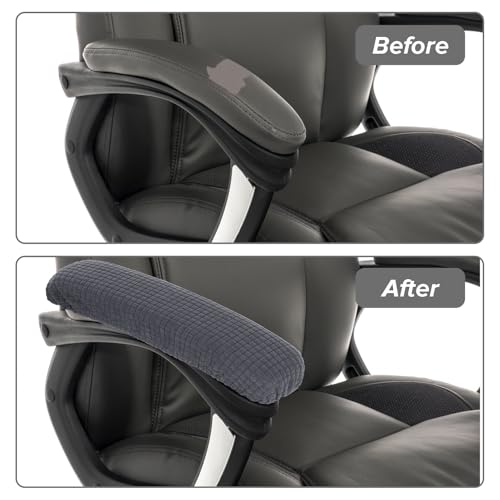 2 stuks bureaustoel Armhoesjes Verwijderbare 30cm Polyester Gaming stoel Armsteun Hoezen, Machine Wasbaar Stretch Elastische bureau armsteunen voor Universal Office Gaming Chairs (Dark Grey) 5