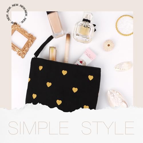 Canvas tassen met rits, zwart, zwart en goud 3