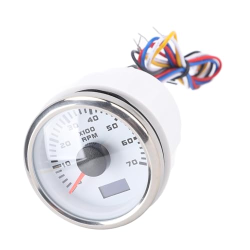 52Mm Tachometer met uurmeter voor vrachtwagen trekker auto RV BOAT 7000RPM 7 kleuren achtergrondverlichting (Witte wijzerplaat zilver cover cx6230)