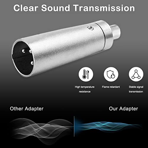 RCA Vrouw naar XLR 3 Pin Plug Adapter Vrouwelijke Jack Converter Audio Socket Koppelaar Connector voor Stereo Versterker, Zilver, Pak van 6 4