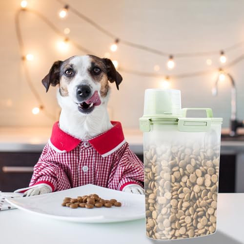 2 Food Containers, 3 Liter, Keuken Container met luchtdichte deksel, Meetbeker, Grote Plastic dozen, Voederdispenser voor katten en honden, Graanhouder voor Pasta, Graan, Meel, BPA Gratis 5