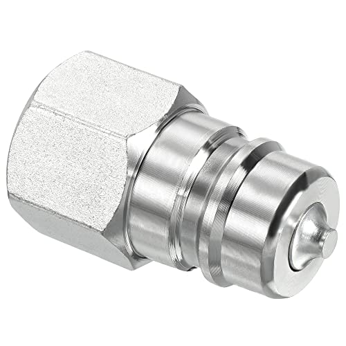 Hydraulische Quick Connect Coupler, 1 Pack Carbon Steel G1/2 Female 0.8" OD Pipe Fitting Plug Adapter voor Bouw Landbouw, Zilver