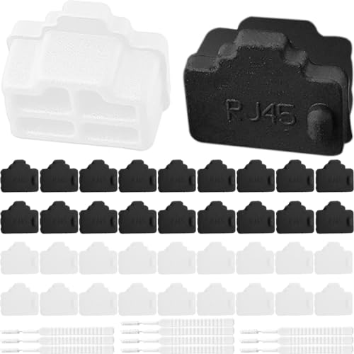 RJ45 Cap Port Cover Ethernet Hub Siliconen Anti-Dust Protector, RJ45 Plug Vrouwelijke Cap voor Cat7 Cat6e Cat5e Cable Connector, voor Switches TV Computer, zwart wit, 100st