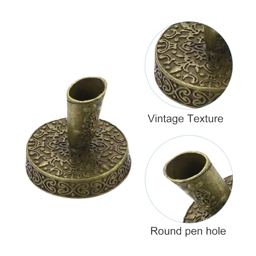 4 stuks vintage ronde metalen pennenhouder, invoer standaard desktop pen basis voor kantoorbegeleidingen bruiloft bruids verloving gasten boek, geel brons 4