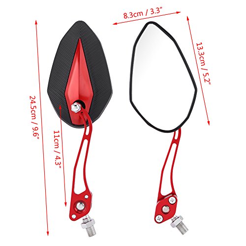 8mm 10mm Universele Motorfiets Scooter Motorfiets Achteruitzicht Spiegel Achteruitzicht Zijspiegel standaard rood 4