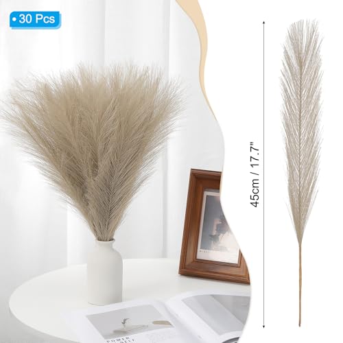 17,7 inch pampas gras decor, 30 stukken kunstpampas gras bulk pluizig faux pampas gras klein gedroogd, bruin