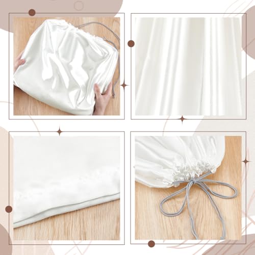 Verpakking van 4 stofzakken voor handtassen, 40 x 51 cm, Faux Silk Berging Bags, Drawstring Bags, Portable Travel Bags voor handtassen, schoenen, laarzen, wit, wit 3