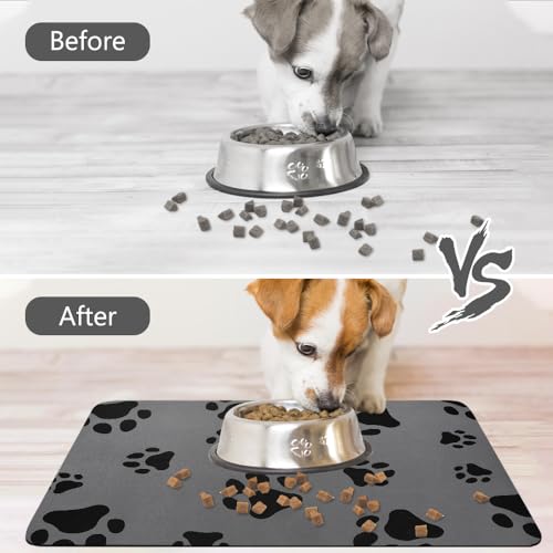 60x40cm Pet Bowl Mat voor honden en katten, Super Absorberende Voeding Mat, Non-Slip en Waterproof Dog Bowl Pad, Hondenvoer Mat, voor Living Room, Pet Store (Dark Grey) 5