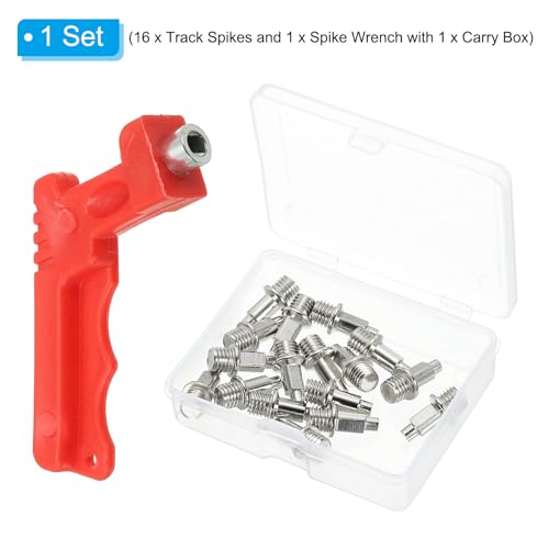 Track spikes, 16 stuks staal hoge sprong spikes vervanging spoor en veld draaiende spikes schoenen met spike key voor plastic spoor korte loop springsport, zilver 3