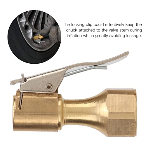 2Pcs Air Chuck met Clip, Valve Adapter, Locking Tire Pump Nozzle Connector, Clip Op Messing Interne Thread Tire Pump Mondstuk Converter Universeel voor Inflators 3