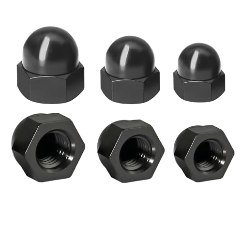 Verpakking van 25 Dome Noten M3 Cap Noten Zeshoekige Blinde Noten Eikel Noten Zwart 5