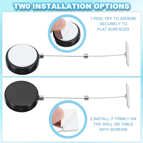 5 Ft Intrekbare afstandsbediening Tether, ronde veiligheid Kabel Lanyard Lock met dubbele zijde lijm voor TV Remote Gaming Controller, White(Square Iron Cap) 4